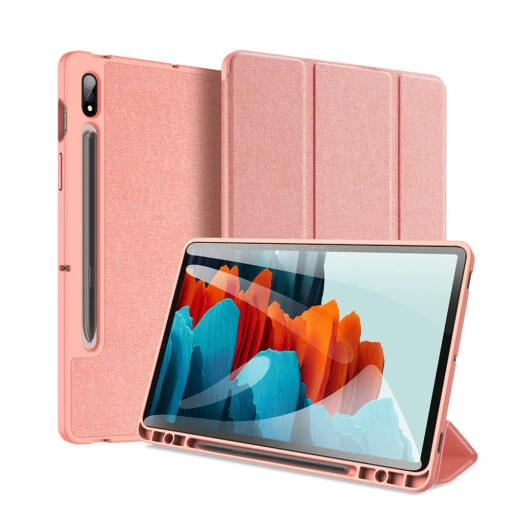 DUX DUCIS Premium Smart Case Cover W Pencil Holder For Samsung Galaxy Tab S7, Pink