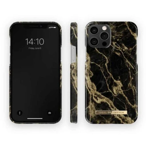 IDeal Of Sweden Stylish Marble Fashion Rear Case Cover For Apple IPhone 12/ 12 Pro - Golden Smoke