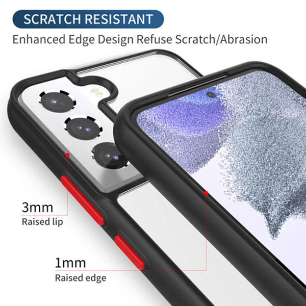 Armoured™ Shield Tough Case For Samsung Galaxy S22+ (Plus) 5G - Black (red Buttons) - Image 3