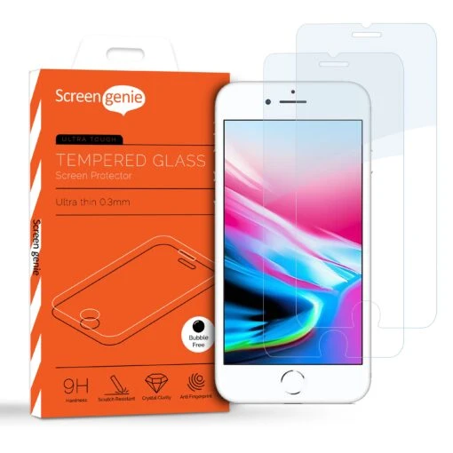2x Screen Genie CF-PRO Case Friendly Tempered Glass Screen Protector For Apple IPhone 7 & 8
