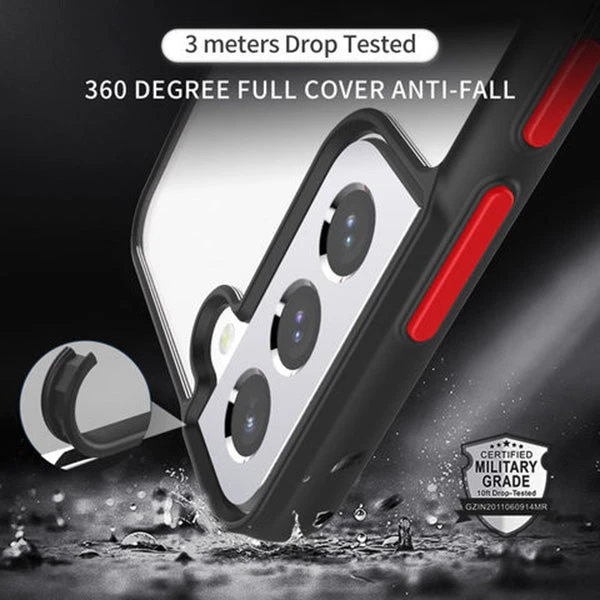 Armoured™ Shield Tough Case For Samsung Galaxy S22+ (Plus) 5G - Black (red Buttons) - Image 2