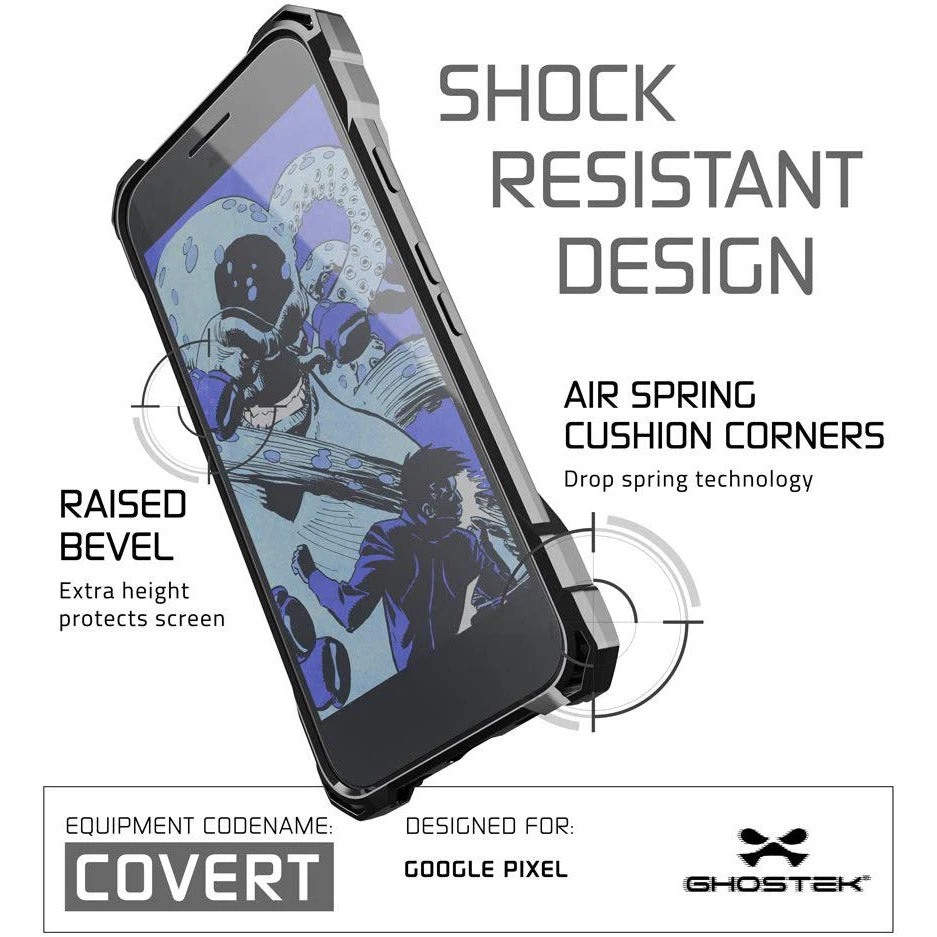 Ghostek COVERT Tough Rugged Rear Case Cover For Google Pixel - Grey - Image 5