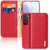 DUX DUCIS Genuine Real Leather Flip RFID Wallet Case For Samsung Galaxy S22+ Plus 5G - Red