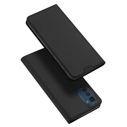 DUX DUCIS Skin Pro Faux Leather Wallet Flip Case For Motorola Moto E32 - Black