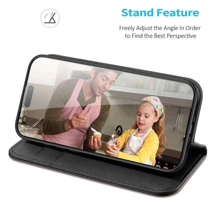 DUX DUCIS Genuine Real Leather Flip RFID Wallet Case For Apple IPhone 16 Pro - Black - Image 6