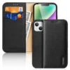 DUX DUCIS Genuine Real Leather Flip RFID Wallet Case For Apple IPhone 15 - Black