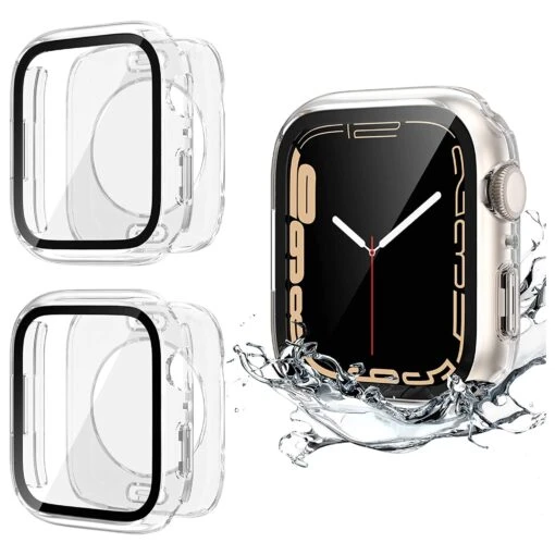 2 X Tough Protective Case Cover For Apple Watch 45mm Series 7 - Clear