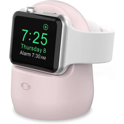 Ahastyle IWatch Charger Stand Silicone Dock Holder For Apple Watch - Pink