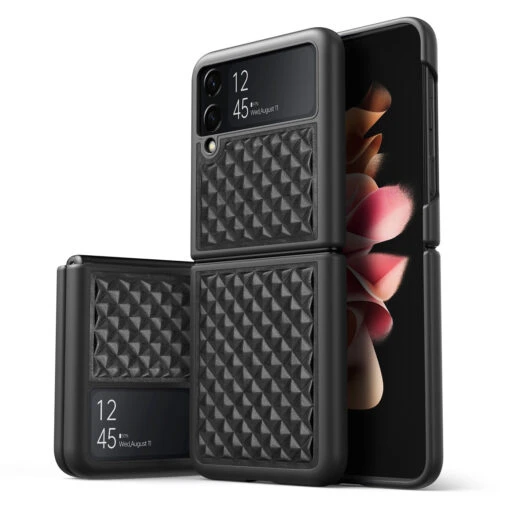 DUX DUCIS Venice Leather Patterned Case Cover For Samsung Galaxy Z Flip4 5G - Black