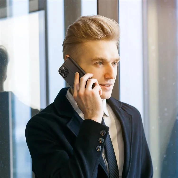 DUX DUCIS Genuine Real Leather Flip RFID Wallet Case For Apple IPhone 16 Pro - Black - Image 7