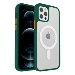 Armoured™ Shield MagSafe Tough Case For IPhone 14 Plus - Green (Orange Buttons)