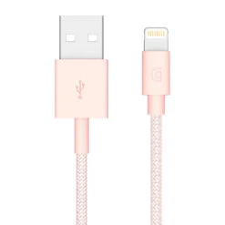 Griffin Nylon Braided Charge/Sync USB-A To Lightning Cable 1m/3.2ft Long - Rose Gold