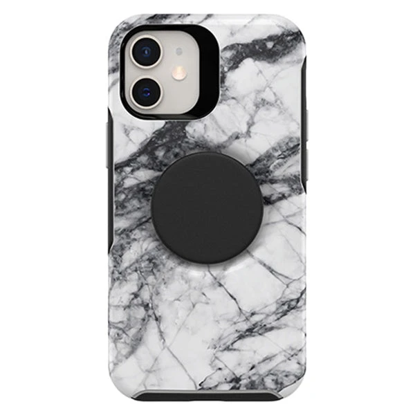 Otterbox Symmetry Tough PopSockets Stand Case For Apple IPhone 12 Mini - White Marble - Image 2