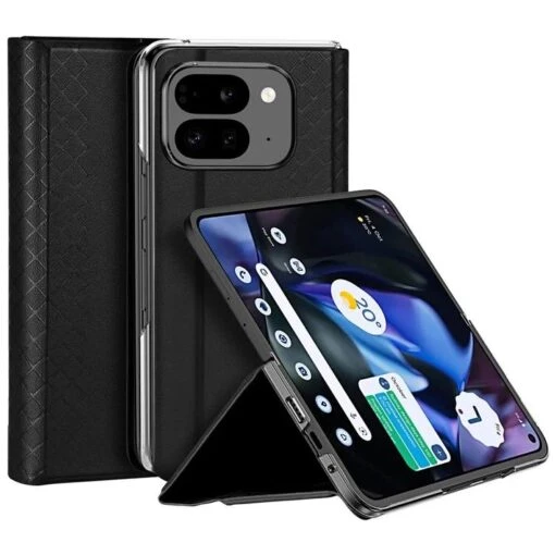 Dux Ducis Bril Leather Wallet Flip Case For Google Pixel 9 Pro Fold - Black