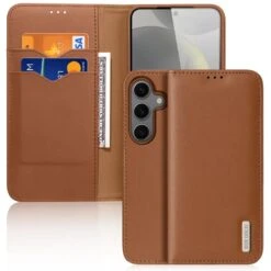 DUX DUCIS Real Leather Flip RFID Wallet Case For Samsung Galaxy S25+ (Plus) - Brown