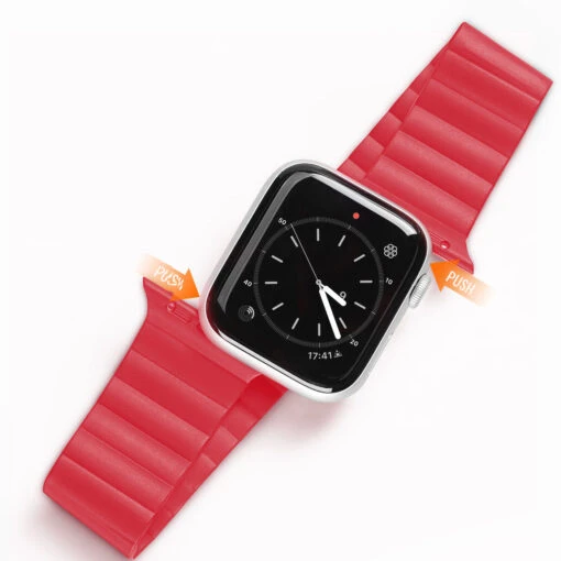 DUX DUCIS Magnetic Strap For Apple Watch 7 6 5 4 3 2 1 42mm/44mm/45mm - Red