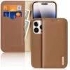 DUX DUCIS Genuine Leather Flip RFID Wallet Case For Apple IPhone 14 Pro - Brown