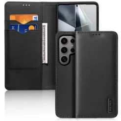 DUX DUCIS Real Leather Flip RFID Wallet Case For Samsung Galaxy S25 Ultra - Black