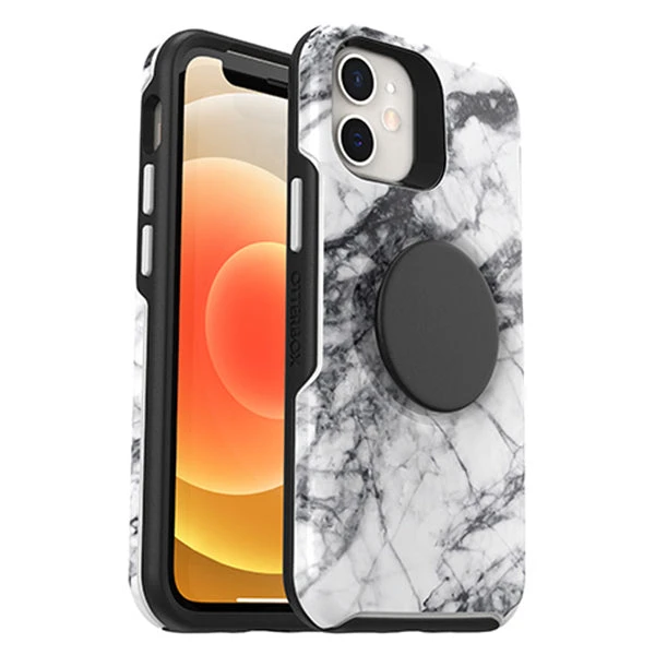 Otterbox Symmetry Tough PopSockets Stand Case For Apple IPhone 12 Mini - White Marble