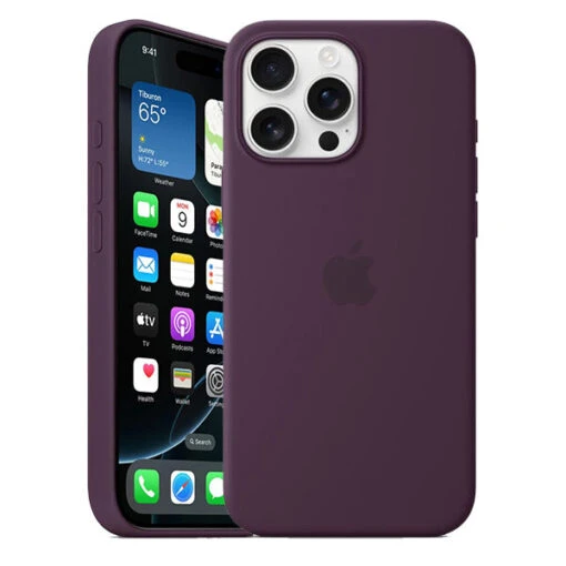 Official Apple Silicone Magsafe Rear Case Cover For IPhone 16 Pro Max - Plum
