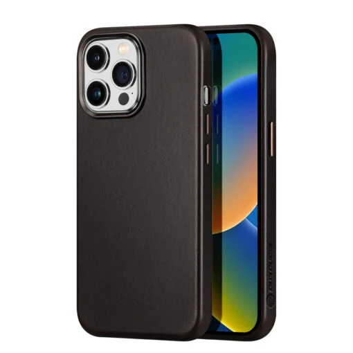 DUX DUCIS Naples Leather Back Case Cover For Apple IPhone 14 Pro - Coffee