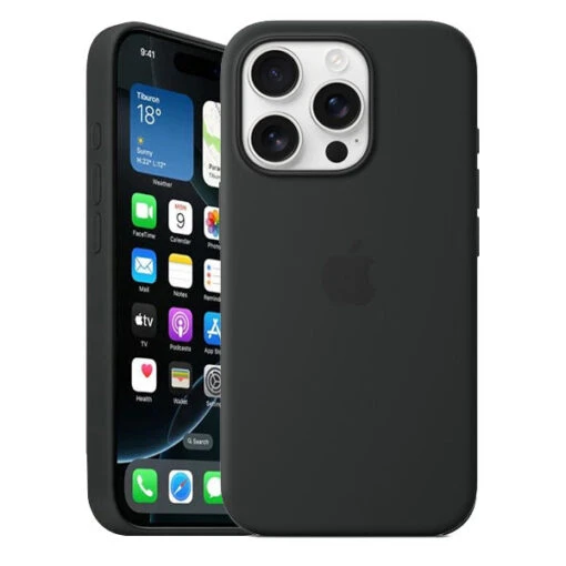 Official Apple Silicone Magsafe Rear Case Cover For IPhone 16 Pro - Black