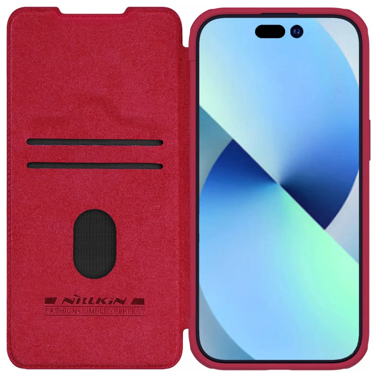 Nillkin Qin Pro Faux Leather Camera Lens Protector Case For Apple IPhone 15 - Red - Image 3